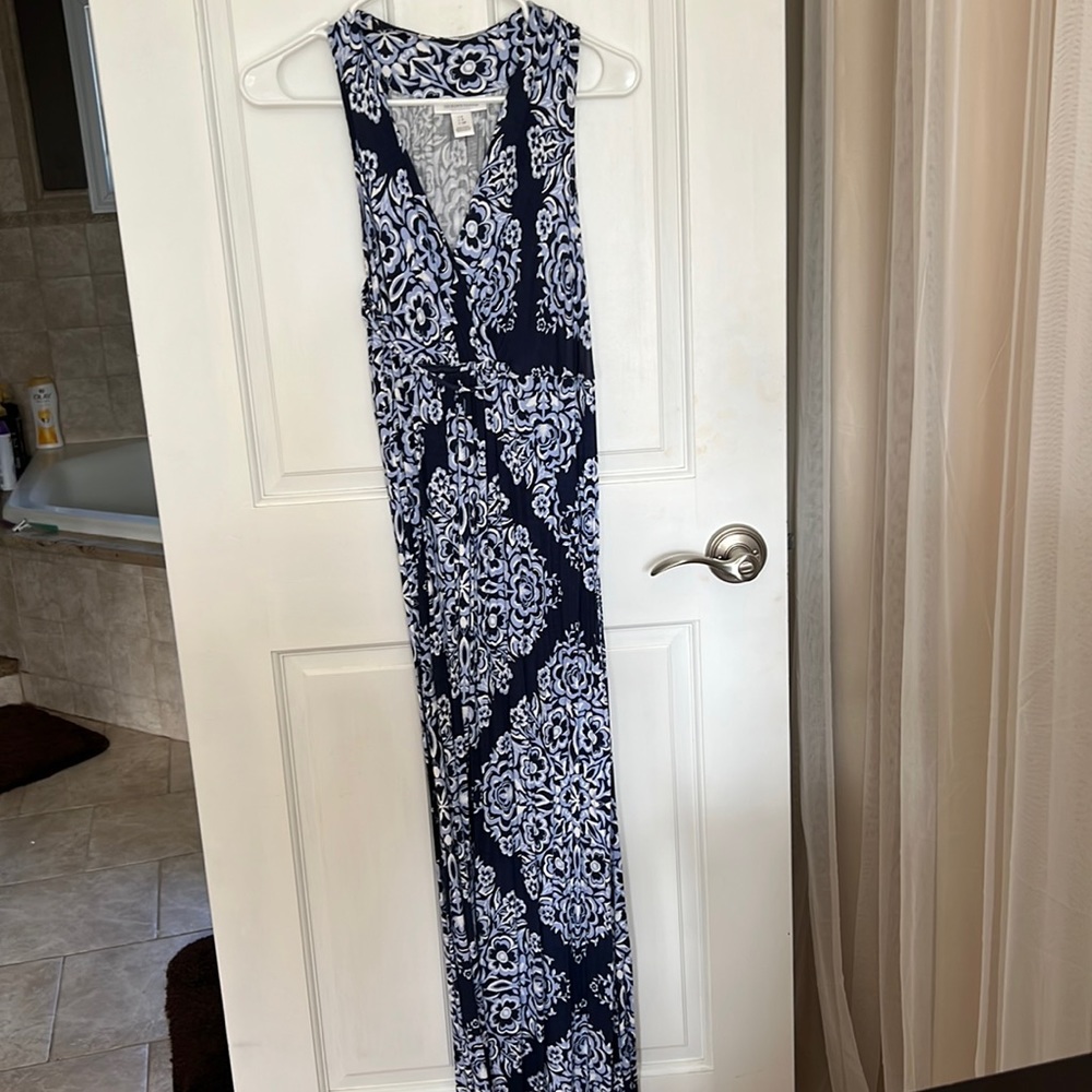 Motherhood maternity navy blue printed maxi dress